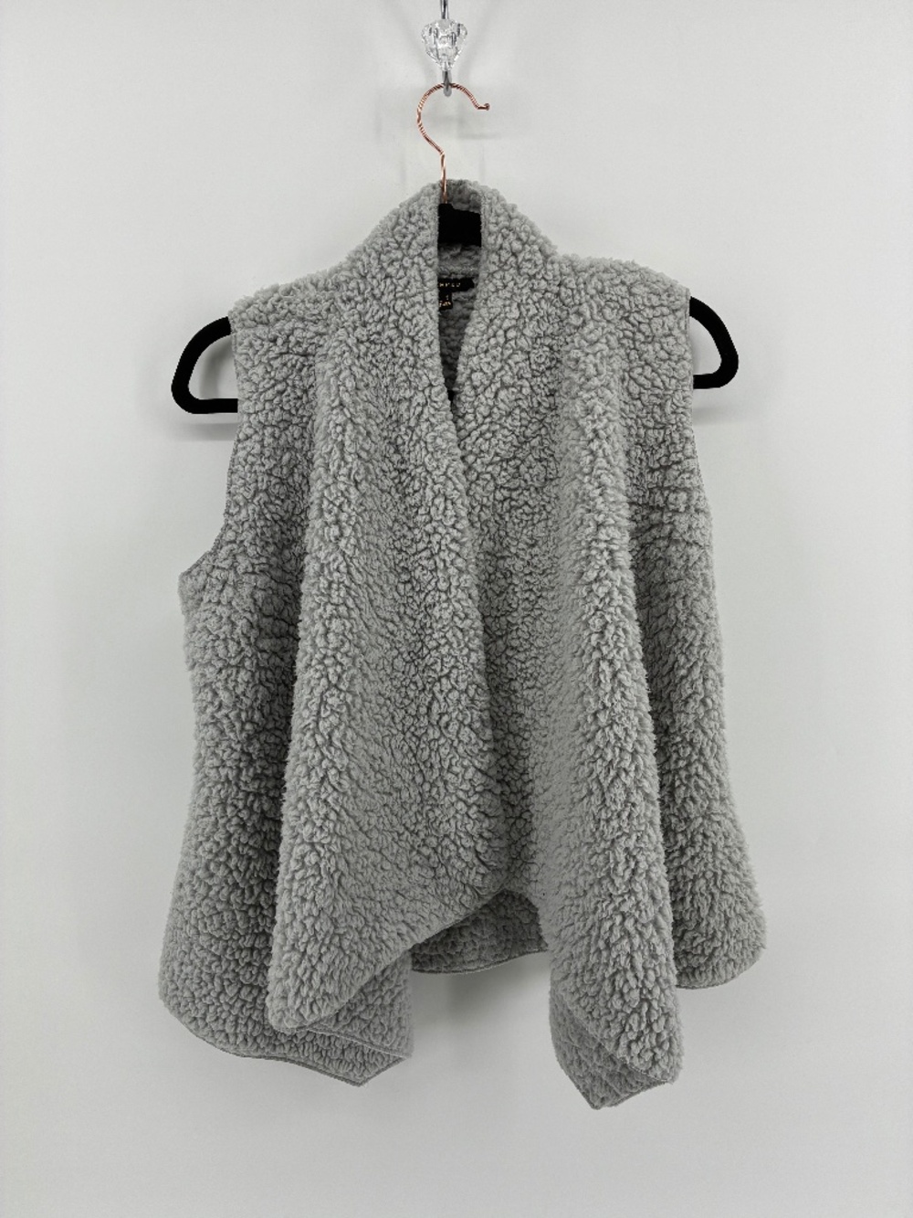 Revamped Gray Sherpa Vest Open Front Cozy Cottagecore Girlhoodcore